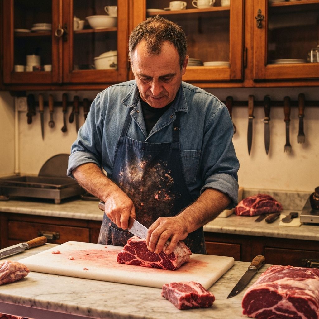 Artisan boucher au travail